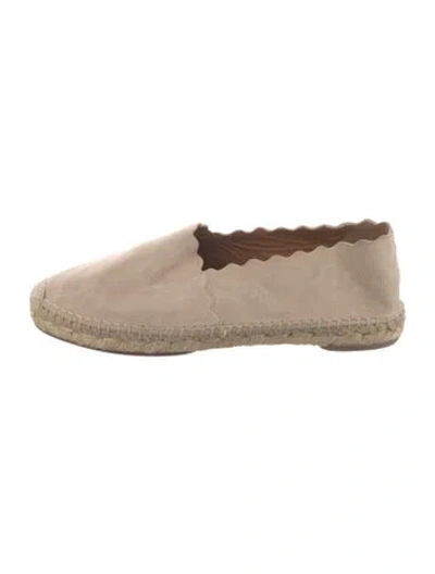 Pre-owned Chloé Suede Scalloped Accent Espadrilles In Neutral