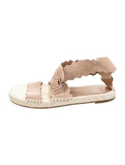 Pre-owned Chloé Suede Scalloped Accent Espadrilles In Neutral
