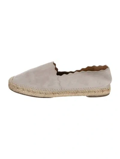 Pre-owned Chloé Suede Scalloped Accent Espadrilles In Neutral