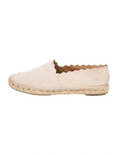 Pre-owned Chloé Suede Scalloped Accent Espadrilles In Neutral