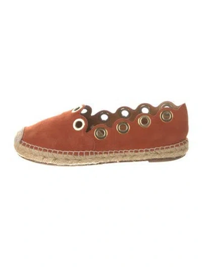 Pre-owned Chloé Suede Scalloped Accent Espadrilles In Orange