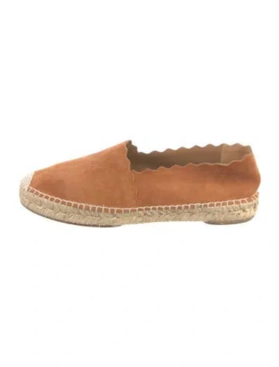 Pre-owned Chloé Suede Scalloped Accent Espadrilles In Orange