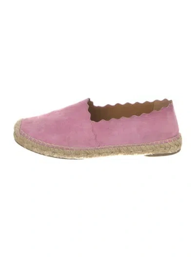 Pre-owned Chloé Suede Scalloped Accent Espadrilles In Pink