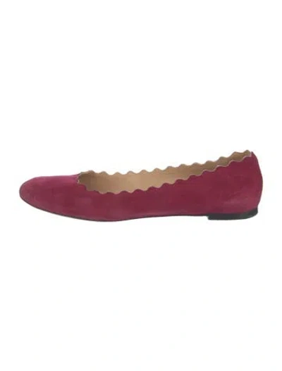 Pre-owned Chloé Suede Scalloped Accent Flats In Purple