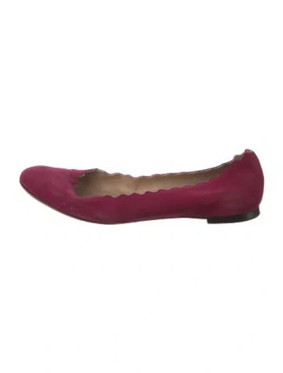 Pre-owned Chloé Suede Scalloped Accent Flats In Purple