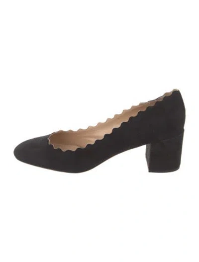 Pre-owned Chloé Suede Scalloped Accent Pumps In Black