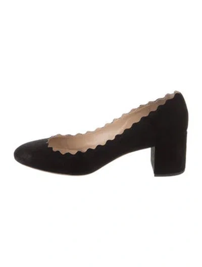 Pre-owned Chloé Suede Scalloped Accent Pumps In Black