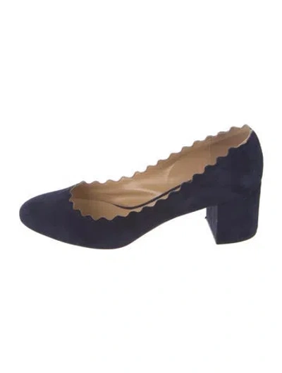 Pre-owned Chloé Suede Scalloped Accent Pumps In Blue
