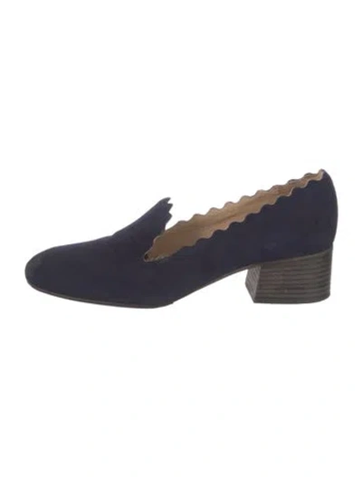 Pre-owned Chloé Suede Scalloped Accent Pumps In Blue