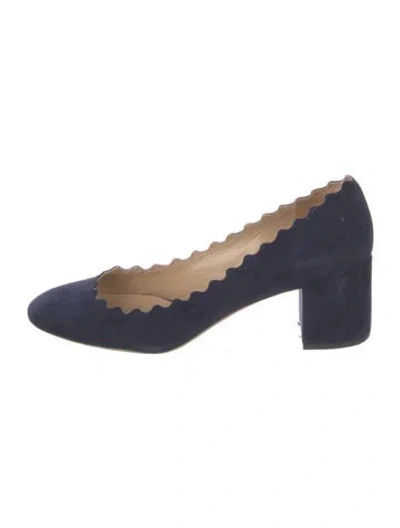Pre-owned Chloé Suede Scalloped Accent Pumps In Blue