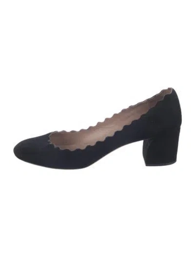 Pre-owned Chloé Suede Scalloped Accent Pumps In Blue