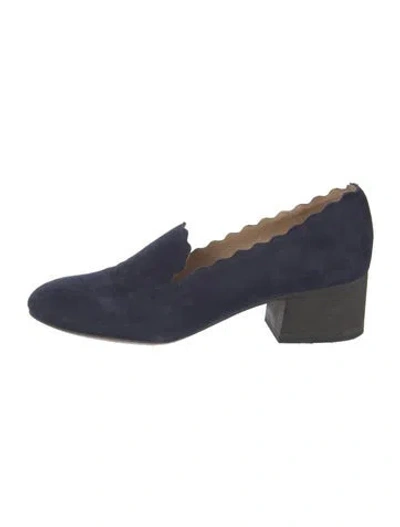 Pre-owned Chloé Suede Scalloped Accent Pumps In Blue