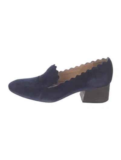 Pre-owned Chloé Suede Scalloped Accent Pumps In Blue