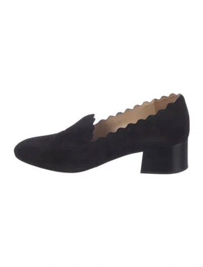 Pre-owned Chloé Suede Scalloped Accent Pumps In Multi