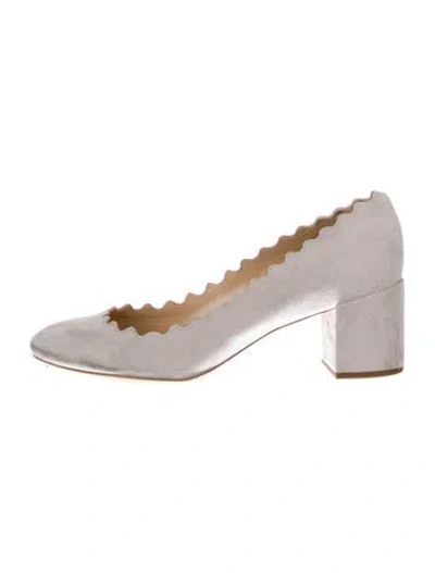 Pre-owned Chloé Suede Scalloped Accent Pumps In Neutral