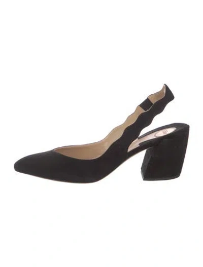 Pre-owned Chloé Suede Scalloped Accent Slingback Pumps In Black
