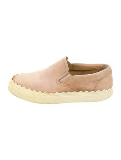 Pre-owned Chloé Suede Scalloped Accent Sneakers In Pink