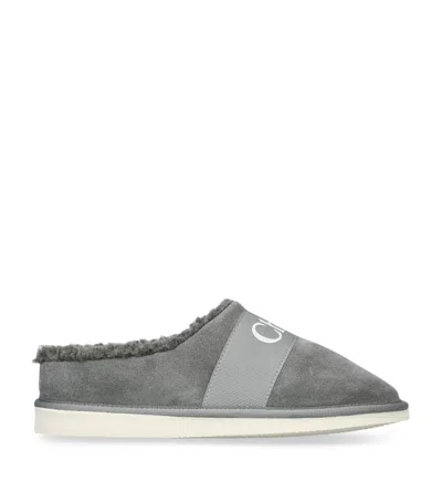 CHLOÉ SUEDE SHEARLING-LINED SLIPPER