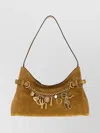 Chloé Suede Shoulder Bag With Chain And Buckle In Green