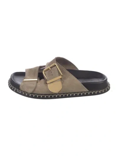 Pre-owned Chloé Suede Slides In Brown