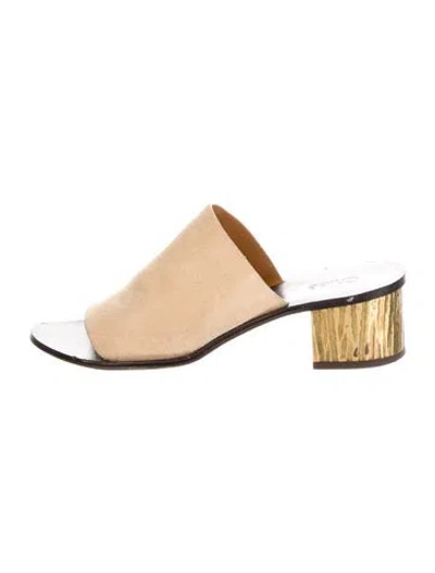 Pre-owned Chloé Suede Slides In Neutral