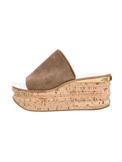 Pre-owned Chloé Suede Slides In Neutral