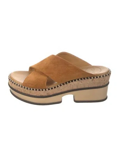 Pre-owned Chloé Suede Slides In Neutral