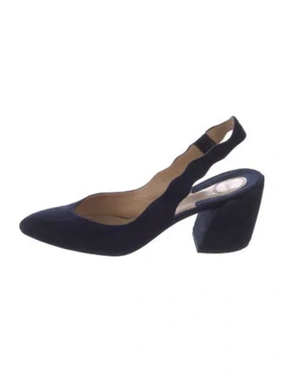 Pre-owned Chloé Suede Slingback Pumps In Blue