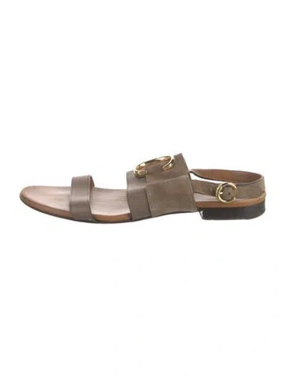 Pre-owned Chloé Suede Slingback Sandals In Neutral