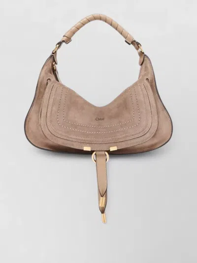 Chloé Suede Small Marcie Shoulder Bag Top Handle In Pink
