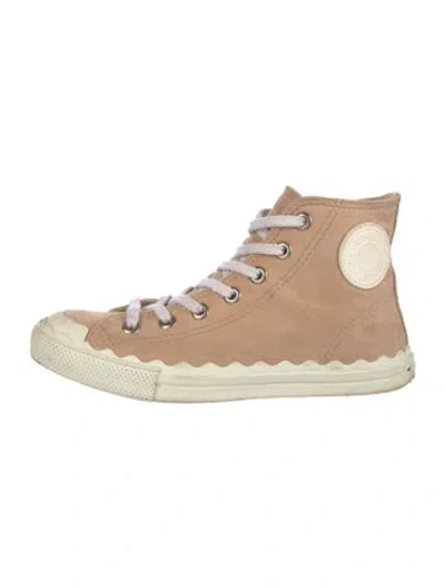 Pre-owned Chloé Suede Sneakers In Neutral