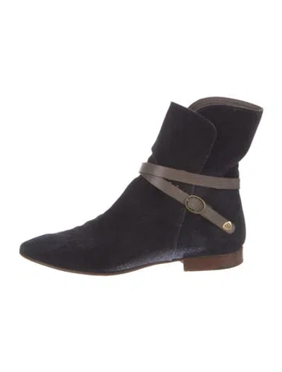 Pre-owned Chloé Suede Sock Boots In Blue