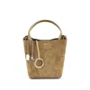 Chloé Small Beige Khaki Suede Spin Tote Bag In Brown