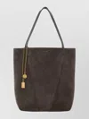 Chloé Suede Spin Shopping Bag With Chain Embellishment In Gray