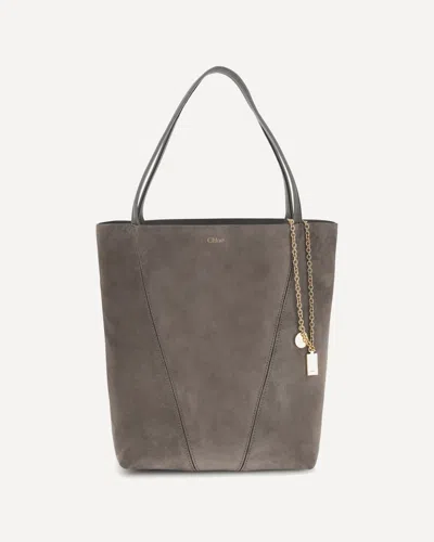 Chloé Suede Spin Tote Bag In Gray
