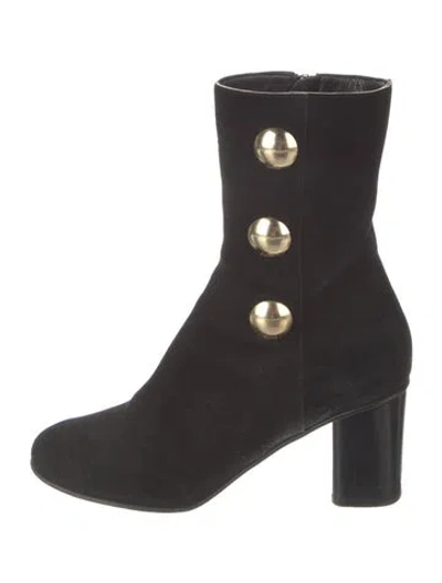 Pre-owned Chloé Suede Studded Accents Boots In Black