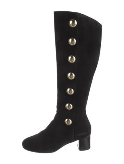 Pre-owned Chloé Suede Studded Accents Boots In Black