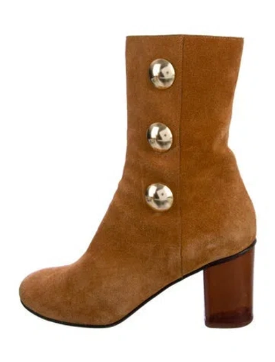 Pre-owned Chloé Suede Studded Accents Boots In Brown