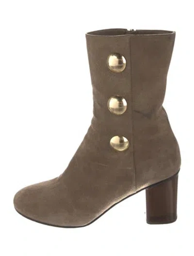 Pre-owned Chloé Suede Studded Accents Boots In Neutral