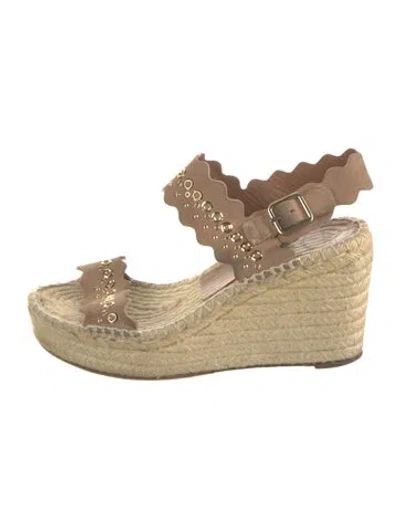 Pre-owned Chloé Suede Studded Accents Espadrilles In Neutral
