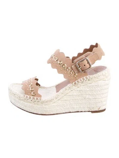 Pre-owned Chloé Suede Studded Accents Espadrilles In Neutral