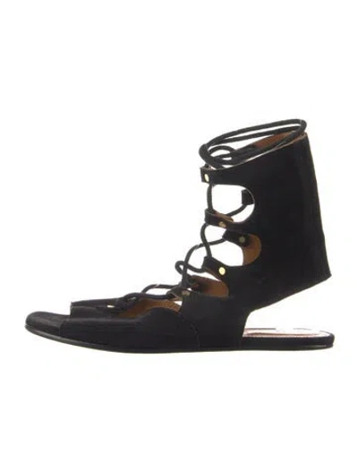 Pre-owned Chloé Suede Studded Accents Gladiator Sandals In Black