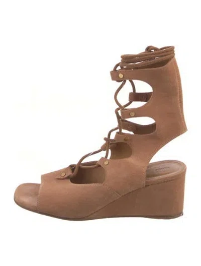 Pre-owned Chloé Suede Studded Accents Gladiator Sandals In Brown