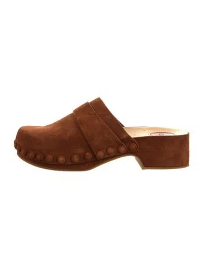 Pre-owned Chloé Suede Studded Accents Mules In Brown
