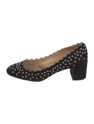 Pre-owned Chloé Suede Studded Accents Pumps In Black