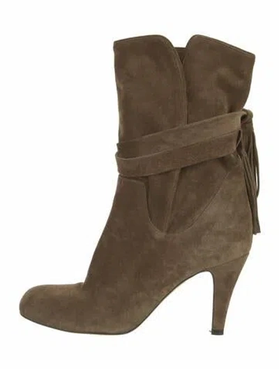 Pre-owned Chloé Suede Tassel Accents Boots In Brown