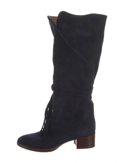 Pre-owned Chloé Suede Tassel Accents Lace-up Boots In Multi