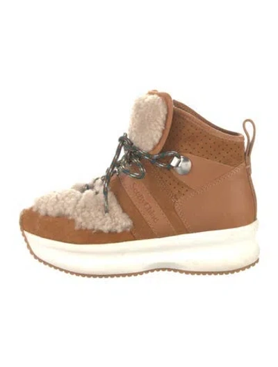 Pre-owned Chloé Suede Wedge Sneakers In Brown