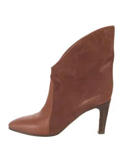 Pre-owned Chloé Suede Western Boots In Brown