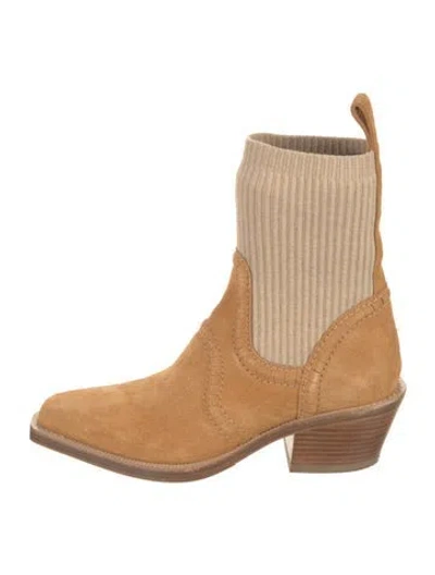 Pre-owned Chloé Suede Western Boots In Neutral